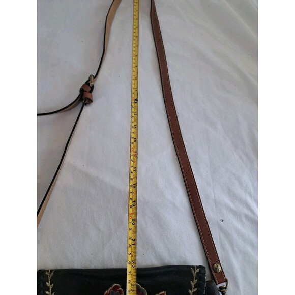 Patricia Nash Arezzo Saddle Bag Black Leather Purse Embroidered - Picture 16 of 16